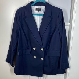 Talbots Double Breasted Blazer Navy Blue Preppy Career Business New size 18WP